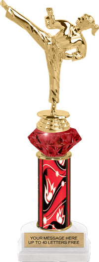 Ruby Red Diamond Riser Trophies on Horseshoe Bases