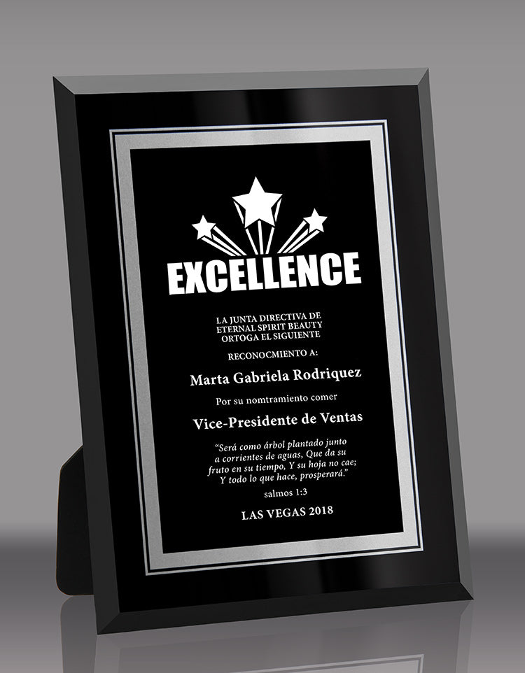 Black Designer Desktop Plaque- 7x9 inch [TDG2885-7]