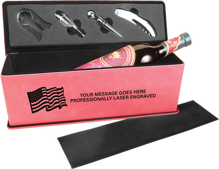 Leatherette Single Wine Box with Tools- Pink [GWJBX78]