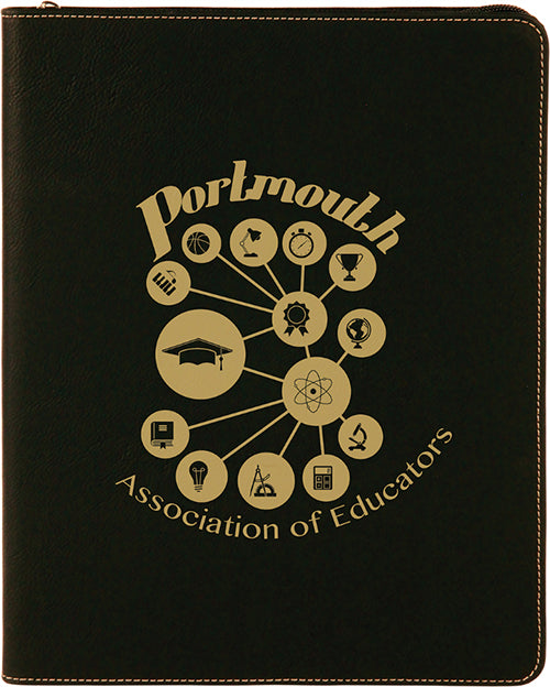 Black Leatherette Portfolio with Zipper [PZPJ912-352]