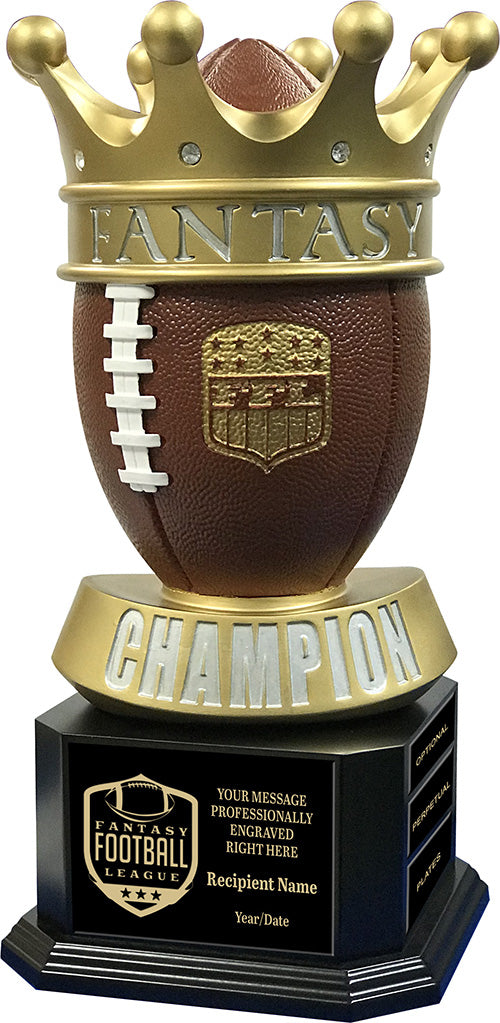 Crown of Champions Fantasy Football Trophy on Monument Bases