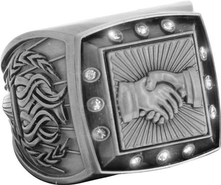Championship Ring with Activity Insert- Handshake Silver [RGSJ-S-12ST-HNDSHK]