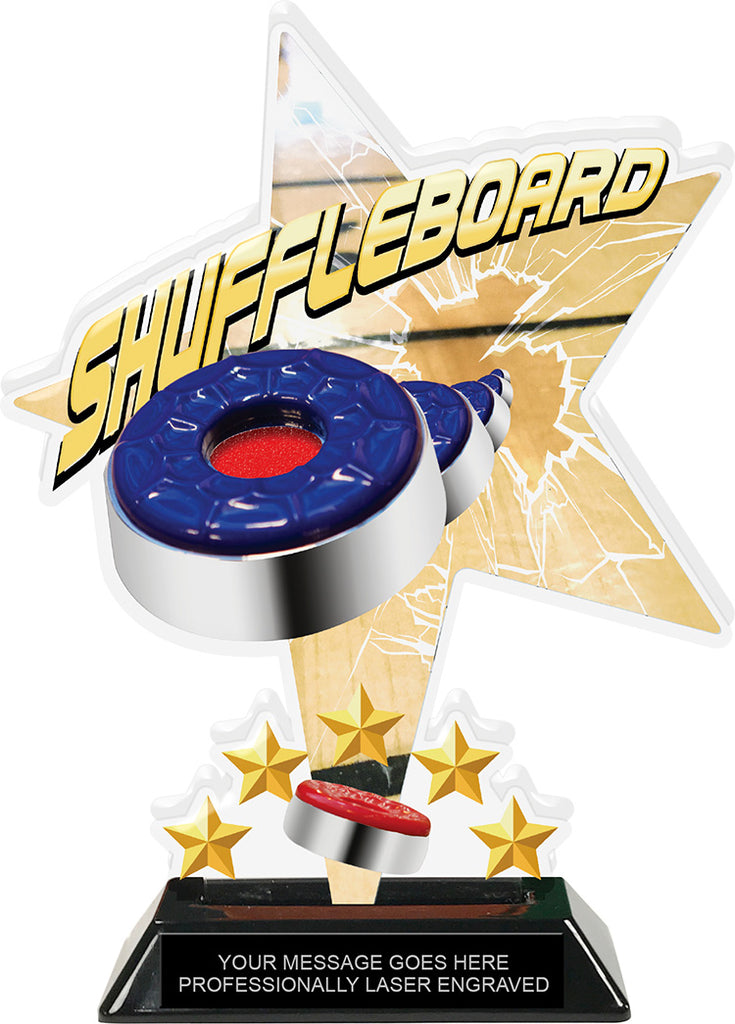 Shuffleboard Shattered Star Colorix Acrylic Trophy- 8.5 inch [TACR85-STR-SHFLBRD-Q]