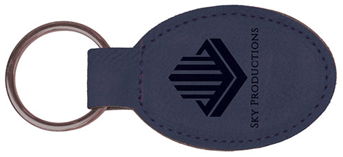 Blue Laserable Leatherette Oval Keychain [KCOV-361]