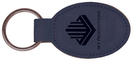 Blue Laserable Leatherette Oval Keychain [KCOV-361]
