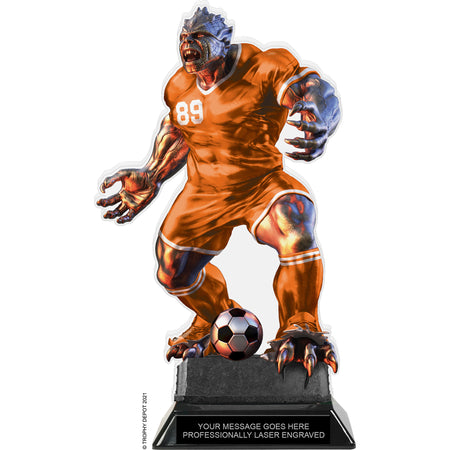Beast Soccer Choose Your Number Acrylic Trophy - 10 inch Orange [TACR10-BST-SC-ORG-Q]