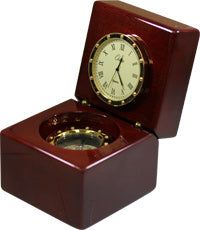 Navigators Clock in Mahogany Piano Finish Wood Box [TDC73150]