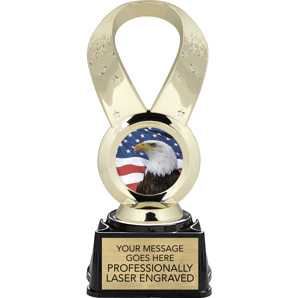 Gold Star Ribbon Insert Trophy - 8 inch [TR50i-G]