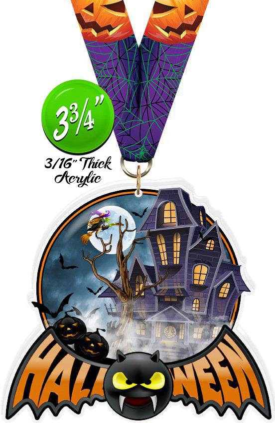 Halloween Bat Colorix-M Acrylic Medal- 3.75 inch [MACR375-HLWN-HHBAT-Q]