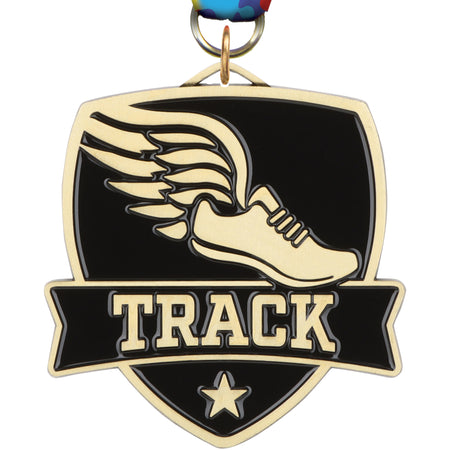 2.5" Track Banner Shield Medal [MPSHD2-TK]