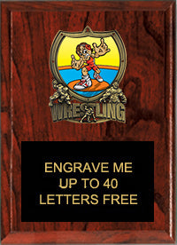 Wrestling Sport Shield Plaque [PSHLD68-WS-6-x-8]
