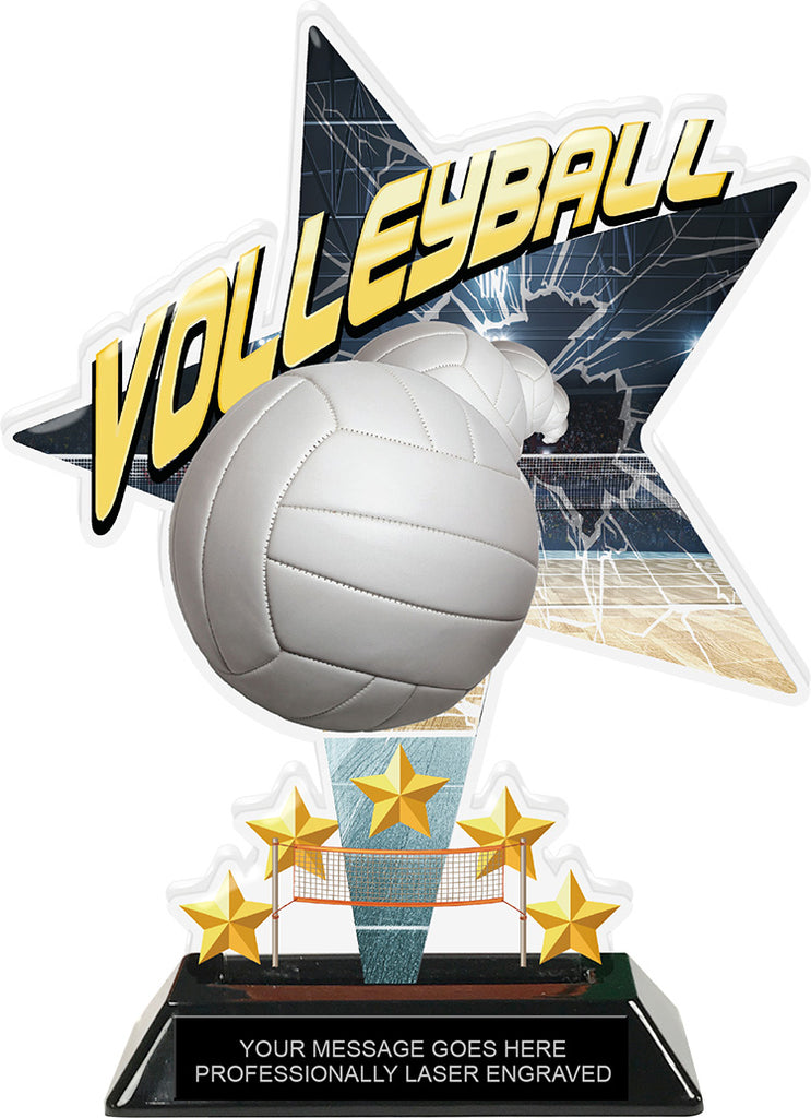 Volleyball Shattered Star Colorix Acrylic Trophy- 8.5 inch [TACR85-STR-VB-Q]