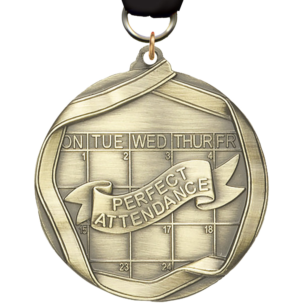 Perfect Attendance Banner Edge Medal [M2RE-PA]