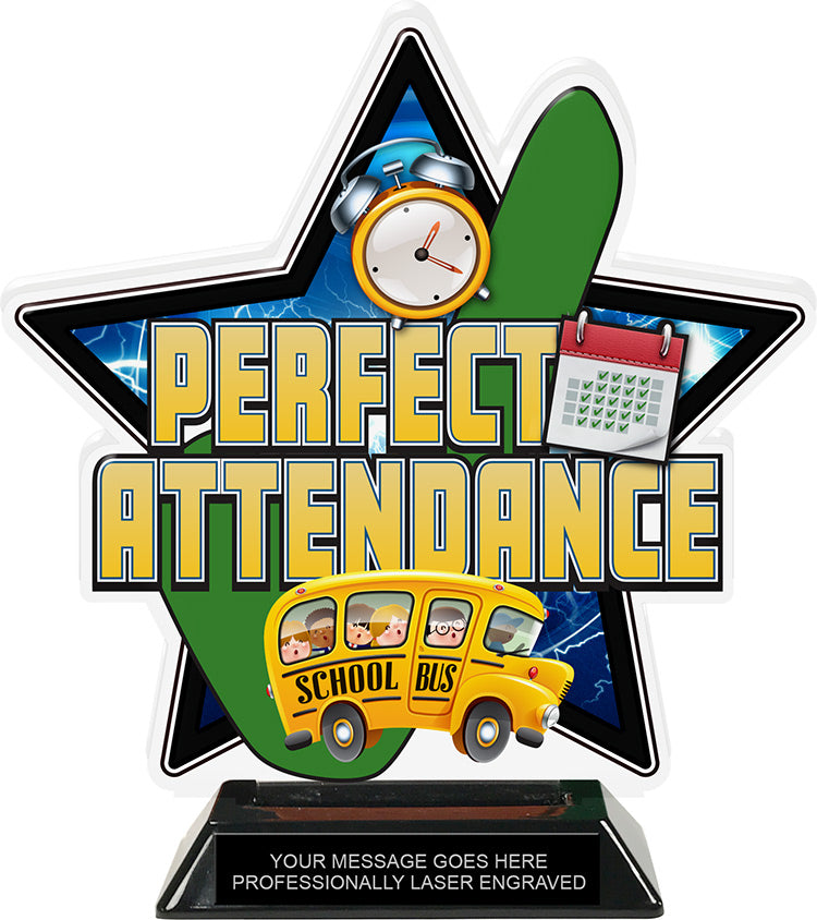 Perfect Attendance Colorix-T Acrylic Trophy- 8.25 inch [TACR8-KN-PA-Q]