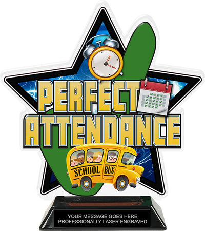 Perfect Attendance Colorix-T Acrylic Trophy- 8.25 inch [TACR8-KN-PA-Q]