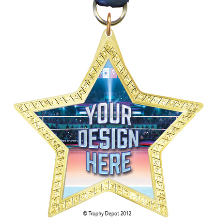 Custom Star-Shaped Sparkle Insert Medal [MXGLTSTR]