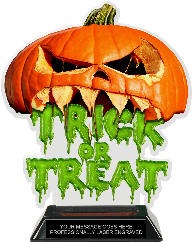 Halloween Jack-o-Lantern Trick or Treat Colorix-T Acrylic Trophy- 8.25 inch [TACR8-HLWN-JAKTRT-Q]