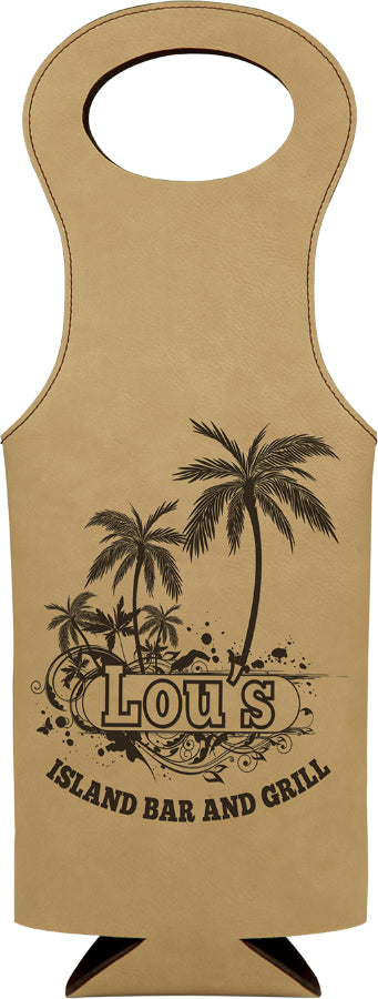 Light Brown Leatherette Wine Bag  [WNHJ-216]