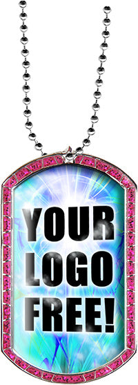 Pink Sparkle 3D Dome Custom Dog Tags [DTCUSGLT-PNK]
