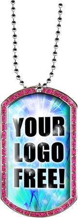 Pink Sparkle 3D Dome Custom Dog Tags [DTCUSGLT-PNK]