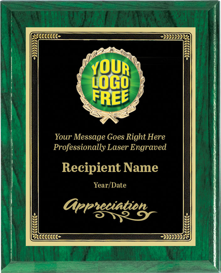 Plaque with Etched Black Brass Plate and Custom Insert - 8x10 inch [PX342]