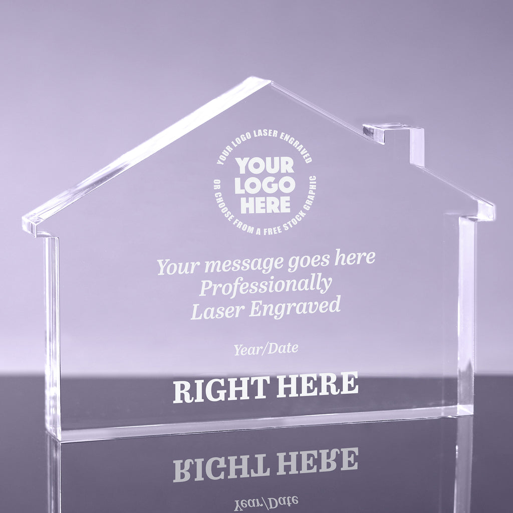 1 inch Thick Acrylic Single Gable Real Estate/Home Awards - Engraved