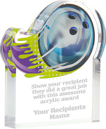 Bowling Splatters Acrylic Award- 5x6 inch [ASLM-56-BW-Q]