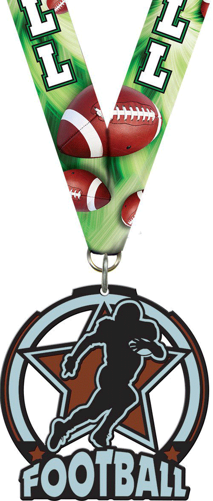 2.5" Football Glow Medal [MGLW2-FB]