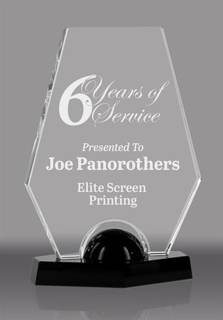 Crystal Hexagon Award on Crystal Black Base [CF4-8-BLK-X]