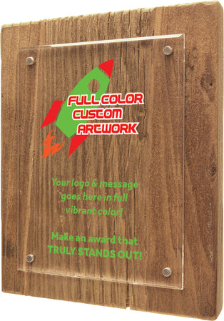 Full Color Reclaimed Wood Floating Acrylic Plaque- 8x10 [PAJXR-810-FC]