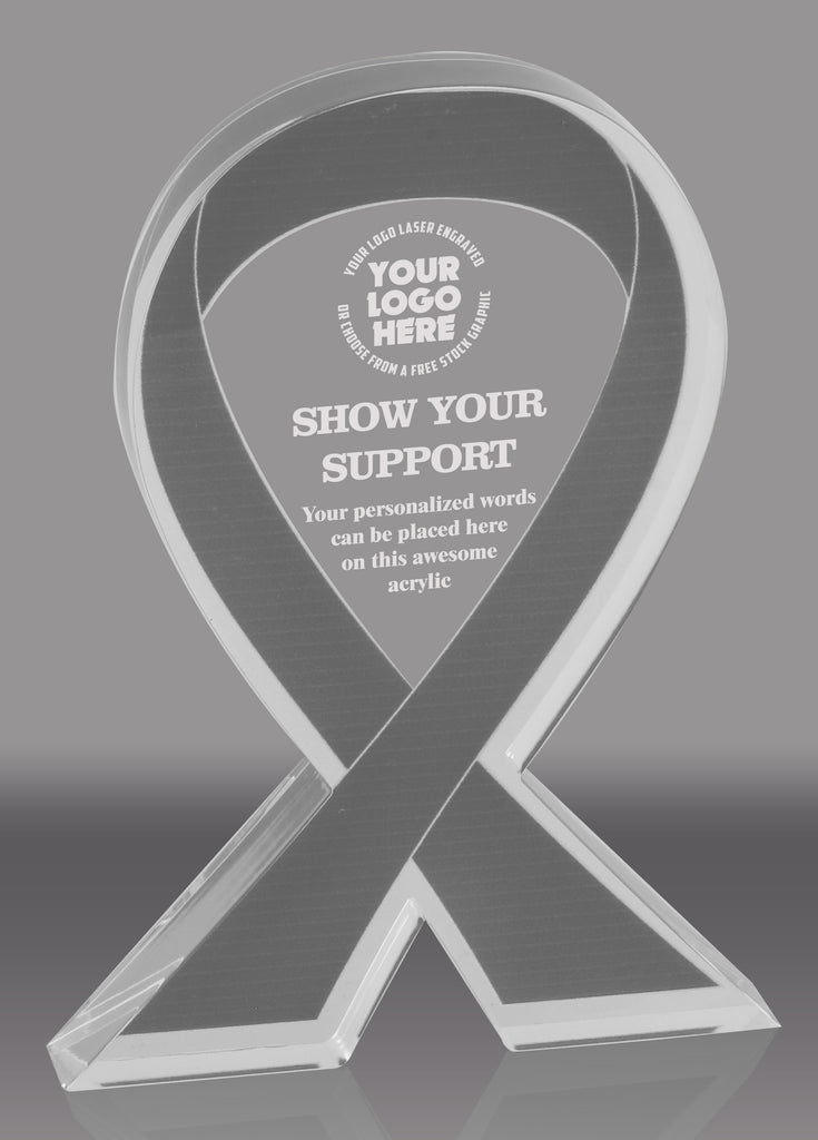 Gray Awareness Ribbon Acrylic Award - 6 inch [ATRIB-GRY-6-Q]