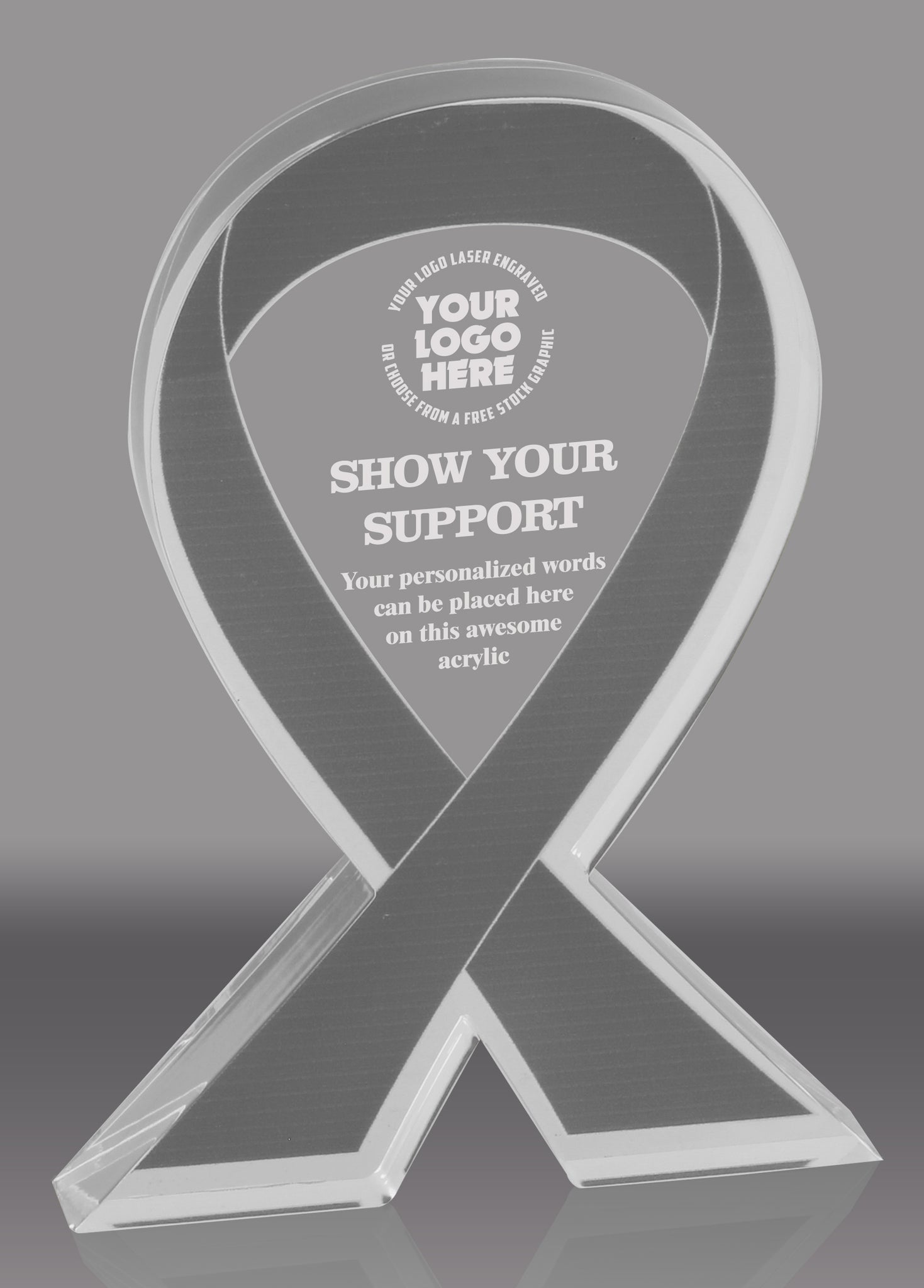 Gray Awareness Ribbon Acrylic Award - 6 inch [ATRIB-GRY-6-Q] – Trophy Depot