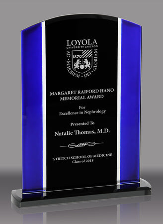 Clear Glass with Blue and Black Silk Screened Upright [GT265-725]