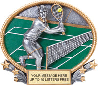 Tennis Male 3D Full Color Oval Resin Trophies