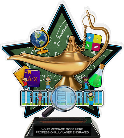 Lamp of Knowledge Younger Colorix-T Acrylic Trophy- 8.25 inch [TACR8-KN-LMPY-Q]