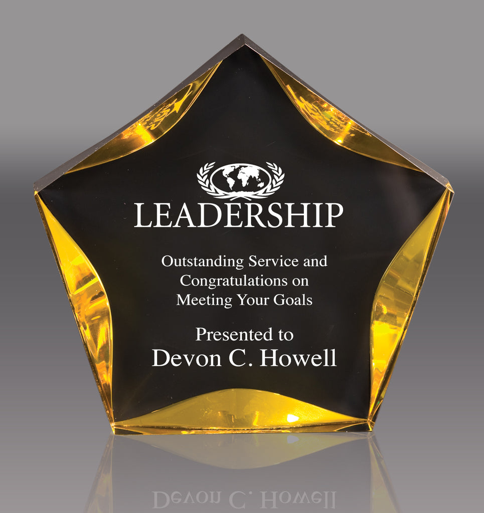 Acrylic Gold & Black Luminary Star - 6 inch [ALSB6G]