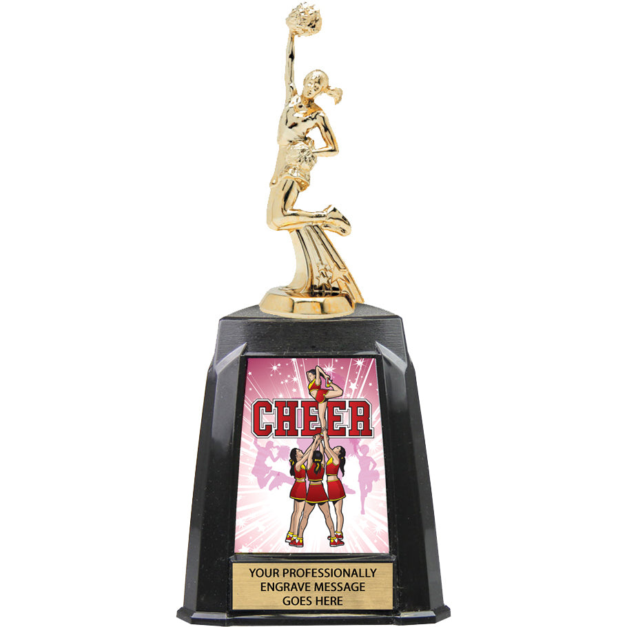 Cheer Exclusive Tri-Tower Trophy - 10 inch [TRTWR10-CH]