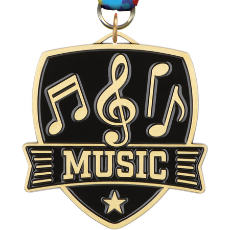 2.5" Music Banner Shield Medal [MPSHD2-MC]