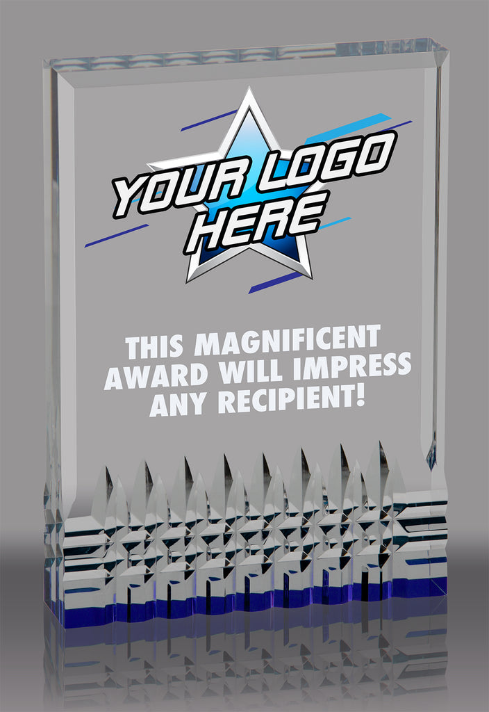 Custom Reflective Base Acrylic Award - Blue 5x7 inch [ACRS-5B-FC]