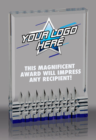 Custom Reflective Base Acrylic Award - Blue 5x7 inch [ACRS-5B-FC]