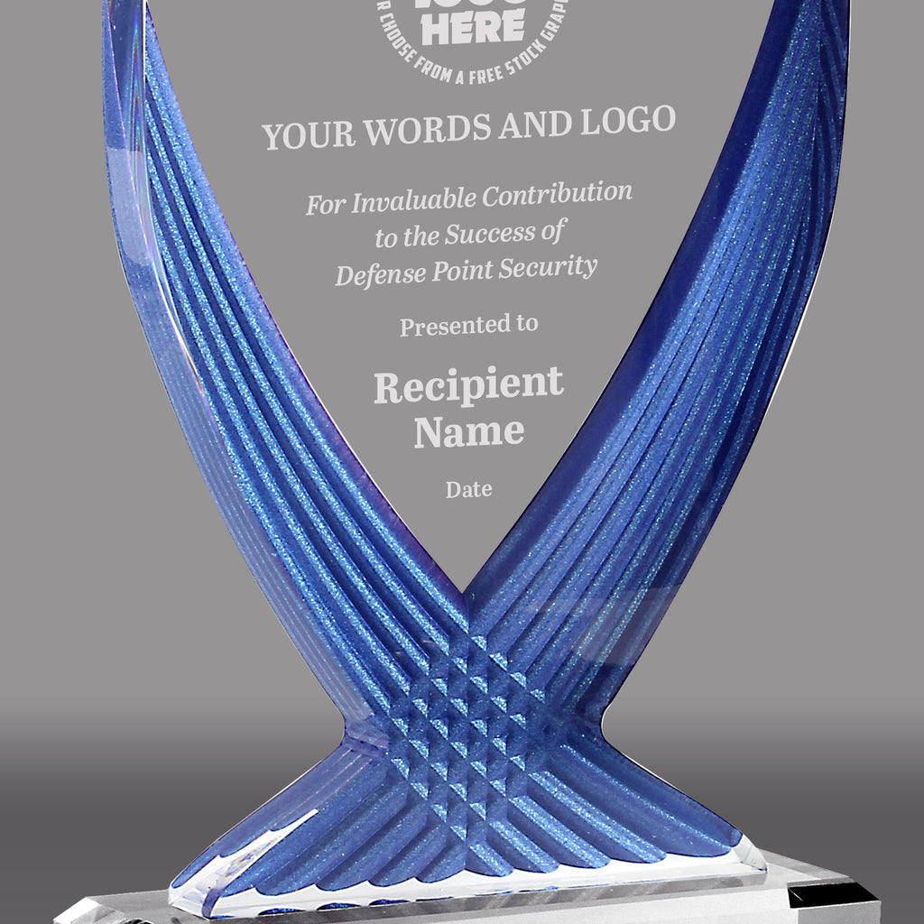 Diamond Vase Acrylic Awards- Blue