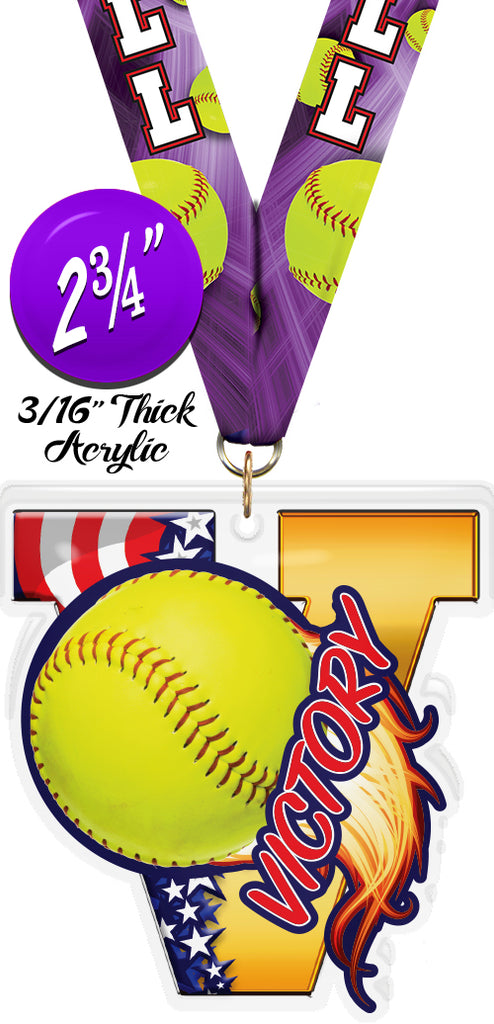 Softball Victory Colorix Acrylic Medal [MACR2-V-SB-Q]