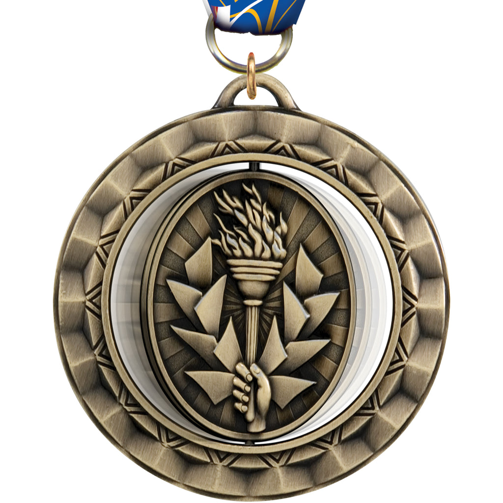 2 5/16" Victory Torch Spinning Medal [MSPN-VY]
