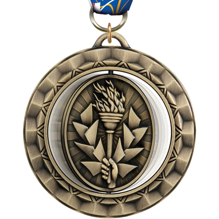 2 5/16" Victory Torch Spinning Medal [MSPN-VY]