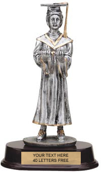 Graduate Pewter Finish Resin Trophy - Female [SGR2276GF]