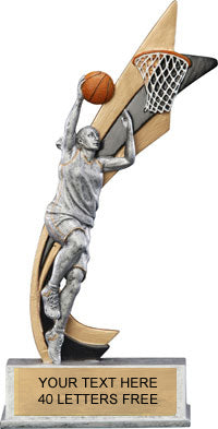 Basketball Painted Banner - 8" Resin Trophy - Female [RPBT-BKF]