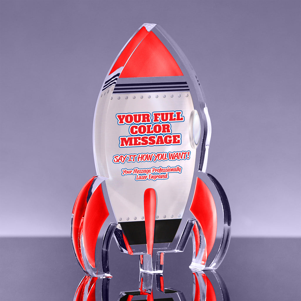 Acrylic Red Rocket Awards - Full Color