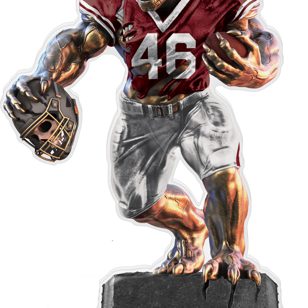 Beast Football Choose Your Number Acrylic Trophies - Maroon