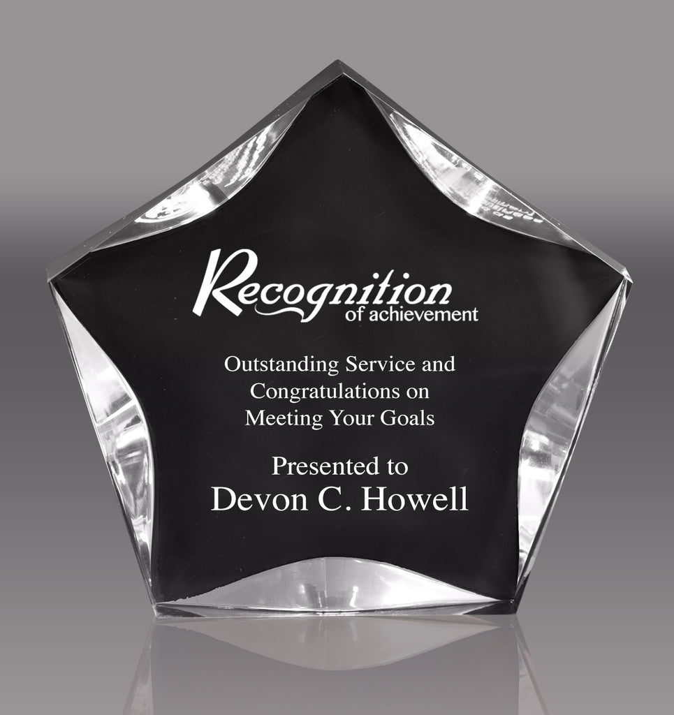 Acrylic Clear & Black Luminary Star - 6 inch [ALSB6C]