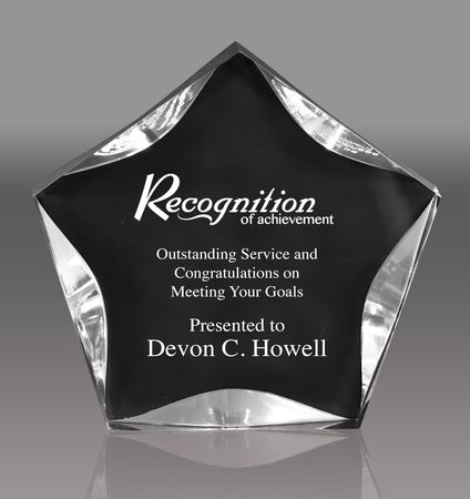 Acrylic Clear & Black Luminary Star - 6 inch [ALSB6C]